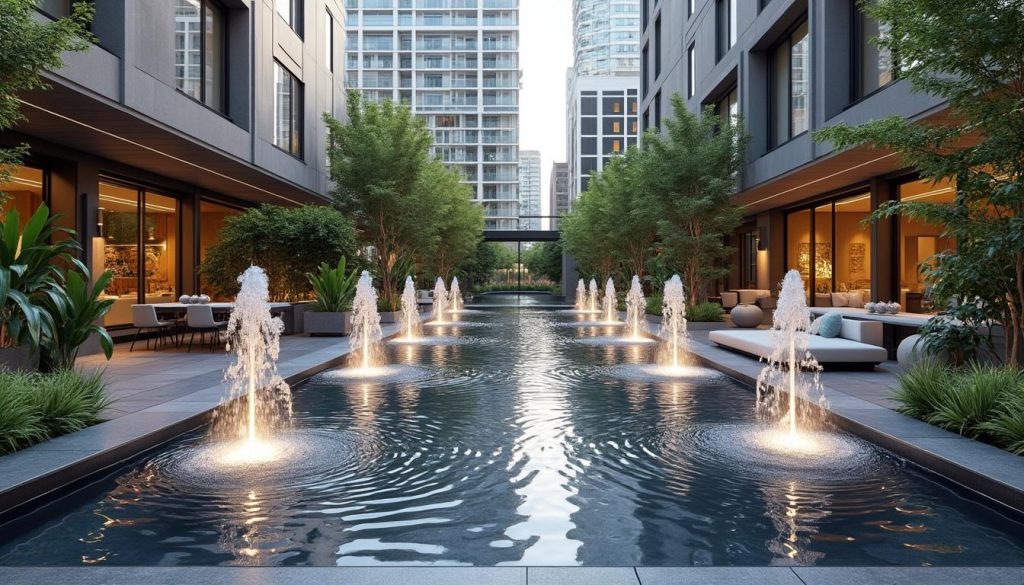 découvrez nos jets d’eau décoratifs conçus spécialement pour sublimer les patios urbains, alliant design moderne et ambiance apaisante pour un espace extérieur unique.