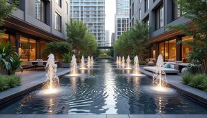 découvrez nos jets d’eau décoratifs conçus spécialement pour sublimer les patios urbains, alliant design moderne et ambiance apaisante pour un espace extérieur unique.